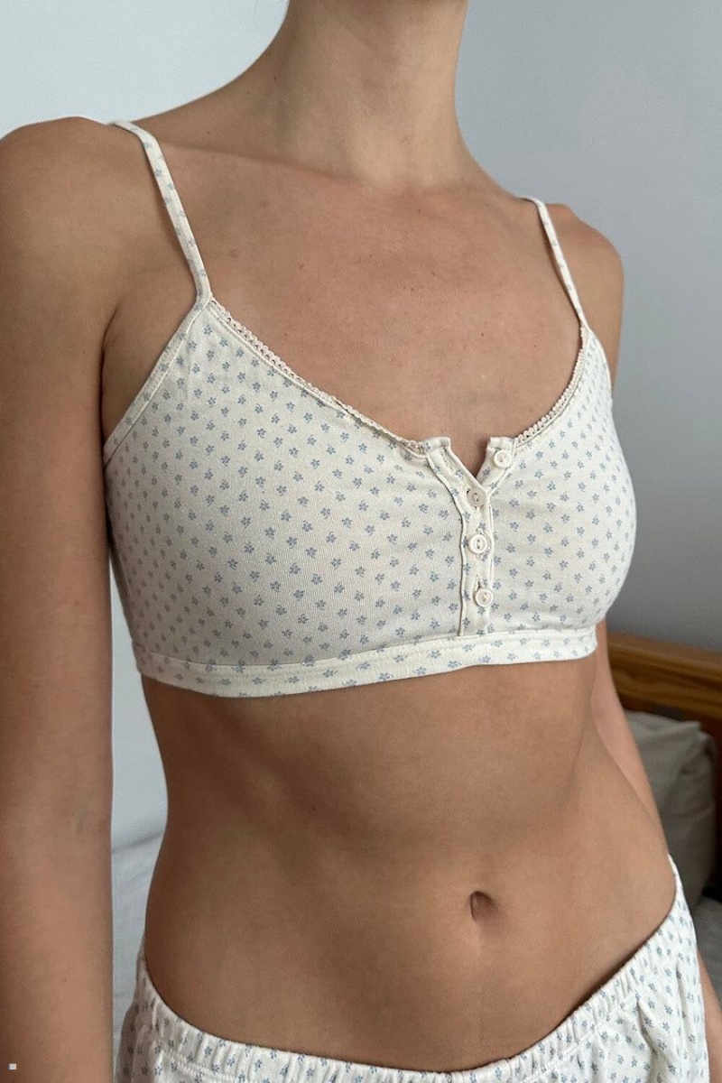 Soutien Gorge Brandy Melville Maddie Blanche Bleu | WLK-43784898